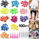 100pcs dog nail caps soft claw covers nail caps pour pet dog puppy paws home kit, 5 sortes al�atoires ...