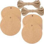 100pcs tiquettes en papier kraft tiquette cadeaux - tiquette ronde 5. 5x5. 5cm kraft tiquettes tiquettes ...