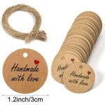 100pcs papier kraft etiquette �tiquettes cadeau 3x3cm �tiquette ronde etiquettes kraft �tiquette de mariage ...