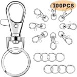100pcs porte - cl�s, anneaux porte clef crochet, attache porte - cl�s, m�tal pivotant keychain, accessoires ...