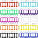 100pcs porte tiquettes cle, porte - cls en plastique plaques pour cls multicolores avec anneau pour ...