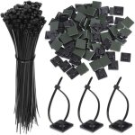 100pcs zip tie adh�sifs noir collier de serrage supports auto - adh�sifs 150mm x 2. 5mm, base de serre ...