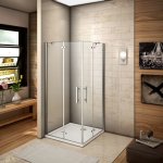 100x80x187cm cabine de douche � charni�re porte de douche avec barre de fixation acc�s d'angle verre ...