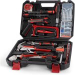 108 pices bote  outils, mallette  outils avec jeu de tournevis, cl, pince, mini scie, marteau et ...
