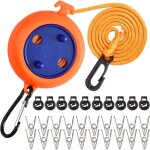 10m corde a linge retractable, corde a linge camping avec 10 boucles fixes et 20 pinces � linge, fil ...