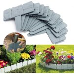 10pcs bordure de jardin en pierre, bordure de jardin en plastique bordure de pelouse gris bordure de ...