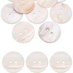 10pcs boutons ronds en coquille naturelle, 25mm 2 trous boutons de nacre pour v�tements chemises robes ...