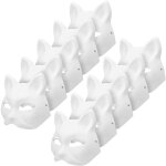 10pcs chat masques � peindre des animaux en tissu masques de bricolage masques blancs de la moiti� de ...