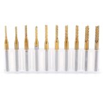 10pcs fraise en bout 1. 5mm - 3. 175mm fraise carbure de tungst�ne de titane forage fraise coupe outils ...
