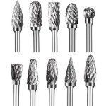 10pcs fraises rotatives en carbure de tungstne burres, fraise metal tte de meulage pour outils rotatifs ...