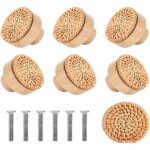10pcs poign�es en bois h�tre rotin tiroir boutons meubles poign�e cuisine placard porte poign�e commode ...