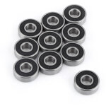 10pcs roulements � billes, 608 - 2rs roulement � billes double face en caoutchouc noir scell� rainure ...