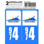10x autocollant departement 974 - la reunion - x2 -