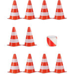 10x c�nes de signalisation, plot, sac, ruban (longueur : 50 m�tres), hauteur : 22, 5 cm, orange et blanc ...
