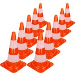 10x c�nes signalisation pyl�ne, 47cm, pvc solide, orange / blanc, triangle de circulation, marqueur attention ...
