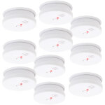 Wiltec lot de 10x détecteur de fumée ? 100 x 100 x 36 mm ? sur batterie 9v ? volume de l?alarme 85 db ... Wiltec lot de 10x détecteur de fumée ? 100 x 100 x 36 mm ? sur batterie 9v ? volume de l?alarme 85 db ...