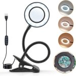 10x lampe loupe lampe de bureau led, 3 couleurs 10 luminosit lampe de lecture, 360 flexible loupe de ...