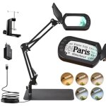 10x lampe loupe sur pied, 2 - en - 1 led loupe eclairante avec couvercle de protection, lampe de bureau ...
