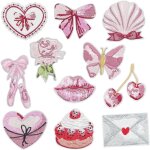11 pi�ces broderie patch thermocollant, th�me rose ecusson a coudre ecusson thermocollant pour v�tements, ...