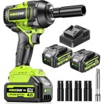 1100 n. m cl� � chocs sans fil brushless, 1 / 2' boulonneuse a choc deux 21v 4. 0ah batteries, 4 douilles ...