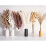 110pc pampa s�ch�e, decoration de table boho, fleurs s�ch�es de queues de lapin, herbe de pampa brune, ...