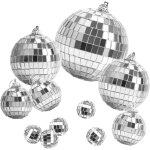 11ensemble mixte de boules disco, boule disco argent�e d�corative avec anneau suspendu, petites boules ...