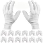 12 paires de gants en coton blanc, gants en tissu blanc, gants en coton d'entretien, confortables et ...