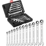 12 pcs jeu de cl mixte  cliquet, cl plate  cliquet, cls mixtes 8 - 19 mm avec bote  outils, cl ...