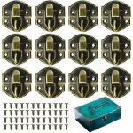 12 pcs loquet laiton antique en fer loquet verrous vintage coffre 27 x 29 mm fermoir bo�te avec vis serrure ...