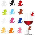 12 pcs marque verre � vin, singe marqueurs de verre � vin en silicone marque, identifiants pour verres ...