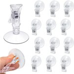 12 pi�ces clips � ventouse transparents, pince multifonctions en plastique pour salles de bains, cuisines, ...