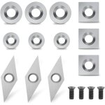 12 pi�ces plaquette carbure tournage bois, gouges tournage bois carbure, insert carbure, plaque de d�coupage ...