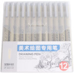 12 pi�ces stylos micro liner encre r�sistante � l'eau pour dessin technique, croquis artistique et illustratio ...