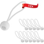 12 tendeurs �lastiques avec boule en plastique, �lastiques de tente pour les b�ches, pavillon de jardin, ...