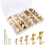 120 crochets inox pour cadres, 5 tailles, or, fixation ?uvres / photos / miroirs.