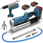 12000psi pistolet � graisse �lectrique sans fil, 2x 2. 0ah batterie, avec tuyau de 100 cm, 3 buses, moteur ...