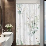120x180cm??rideau douche feuilles d'eucalyptus?, rideau de douche feuille vert botanique rideau de baignoire ...