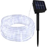 12m 100led guirlande lumineuse solaire extrieur tanche blanc tube rope guirlandes lumineuses pour jardin ...