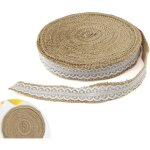 12m x 2. 8mm rouleau de ruban de toile de jute fait � la main de avec dentelle, d�coration de f�te, couronne ...