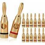 12pcs fiches bananes, premium 24k connecteur plaqu� or pour hifi haut - parleur, c�ble enceinte, home ...