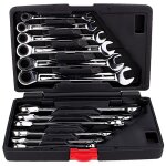 Jeu de 12 cls  cliquet fixes (8 - 19mm) - outillage  main professionnel - cls plate de haute qualit ...