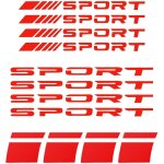 12pcs sport autocollant de jante - lettre et bandes pour voiture - large gamme de v�hicules (rouge)