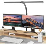 1300lm lampe de bureau � double t�te led r�glable avec t�l�commande, 24w 80cm lampe � pince pour �cran, ...