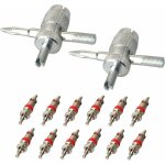 14 pi�ces outil demonte valve pneu 2 pi�ces 4en1 outil de r�paration de valve de pneu avec 12 noyaux ...