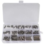 140pcs bo�te parall�le goupille carr�e cl� 3 / 4 / 5 / 6mm deux t�tes type rond cl� plate goupille demi ...