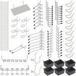 140pcs pegboard metal crochets organisateur assortiment kit peg serrures applications suspendues, ensoleill� ...
