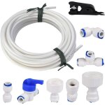 15 m�tres tuyau d'alimentation en eau universel, kit de connecteur de tuyau de r�frig�rateur 1 / 4  , ...