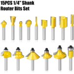 15 pices fraise defonceuse 1 / 4' poigne fraise bois fraises  rainurer carbide router bits fraise ...