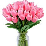 15 tulipes artificielles roses 14 pouces pour d�coration printani�re, cadeau saint - valentin et p�ques ...