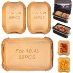 150 pcs papier cuisson air fryer 10, 4l / 10l, papier cuisson plat pour air fryer, papier jetable air ...